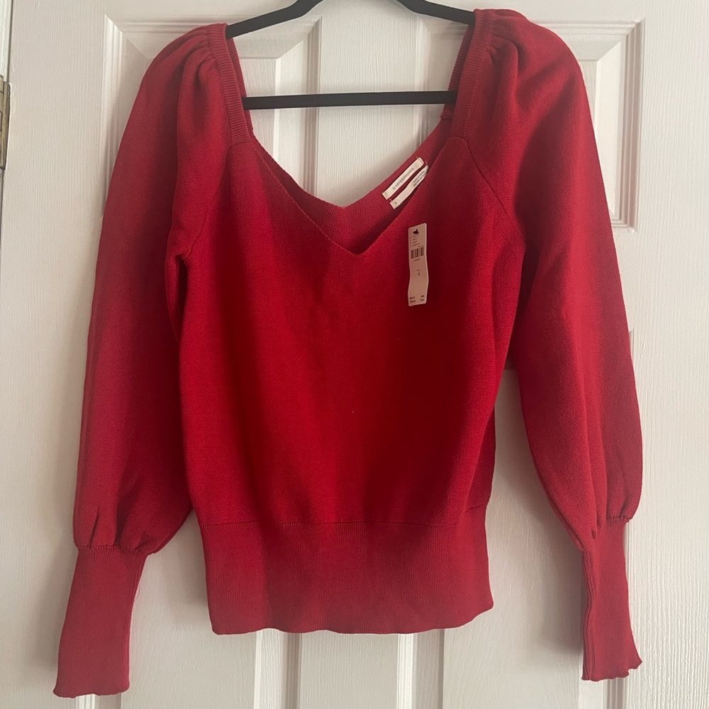 NWT Anthropologie Sweetheart Puff-Sleeved Sweater